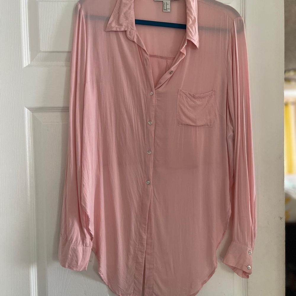 Pink Button-Up Blouse